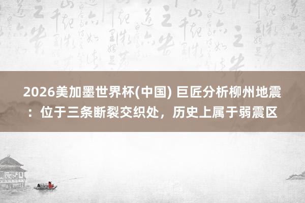 2026美加墨世界杯(中國(guó)) 巨匠分析柳州地震：位于三條斷裂交織處，歷史上屬于弱震區(qū)