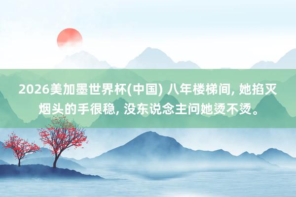 2026美加墨世界杯(中國) 八年樓梯間， 她掐滅煙頭的手很穩(wěn)， 沒東說念主問她燙不燙。