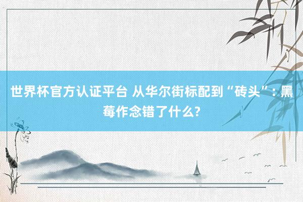 世界杯官方認(rèn)證平臺 從華爾街標(biāo)配到“磚頭”: 黑莓作念錯了什么?