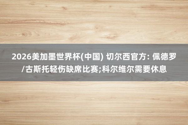 2026美加墨世界杯(中國) 切爾西官方: 佩德羅/古斯托輕傷缺席比賽;科爾維爾需要休息