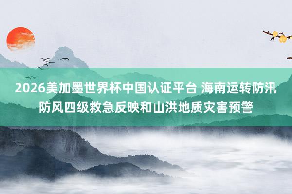 2026美加墨世界杯中國認證平臺 海南運轉防汛防風四級救急反映和山洪地質災害預警
