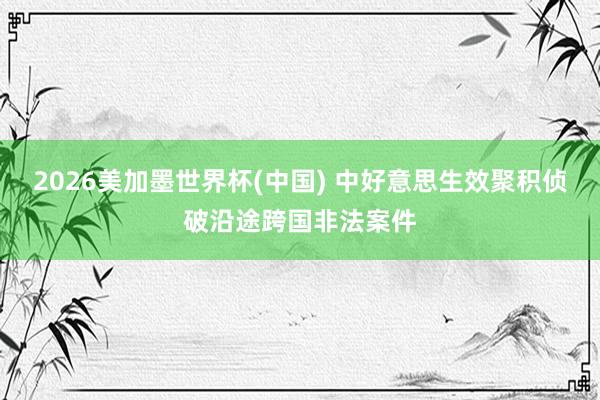 2026美加墨世界杯(中國) 中好意思生效聚積偵破沿途跨國非法案件