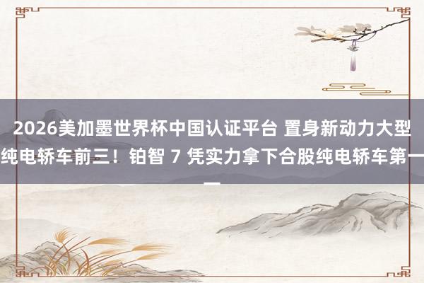 2026美加墨世界杯中國(guó)認(rèn)證平臺(tái) 置身新動(dòng)力大型純電轎車前三!鉑智 7 憑實(shí)力拿下合股純電轎車第一