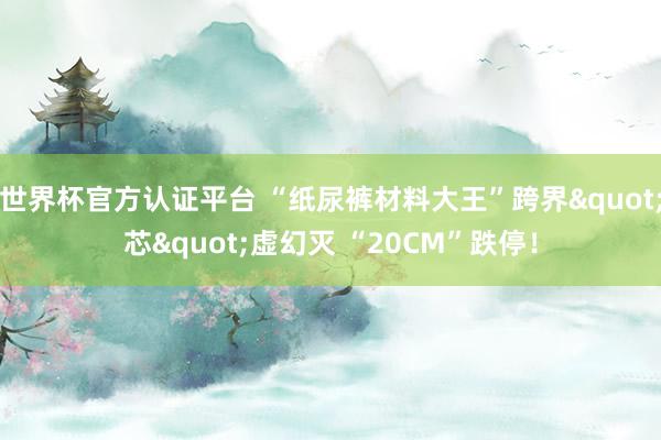 世界杯官方認證平臺 “紙尿褲材料大王”跨界"芯"虛幻滅 “20CM”跌停！