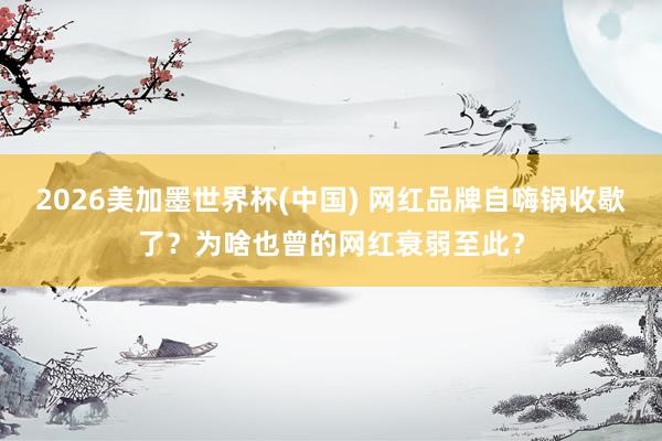 2026美加墨世界杯(中國(guó)) 網(wǎng)紅品牌自嗨鍋收歇了？為啥也曾的網(wǎng)紅衰弱至此？