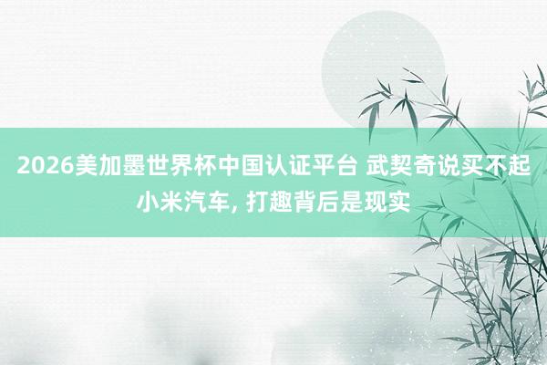 2026美加墨世界杯中國認證平臺 武契奇說買不起小米汽車， 打趣背后是現(xiàn)實
