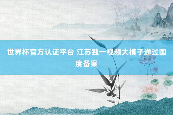 世界杯官方認(rèn)證平臺(tái) 江蘇獨(dú)一視頻大模子通過(guò)國(guó)度備案