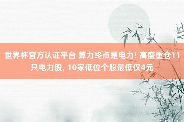 世界杯官方認(rèn)證平臺(tái) 算力終點(diǎn)是電力! 高盛重倉(cāng)11只電力股， 10家低位個(gè)股最低僅4元