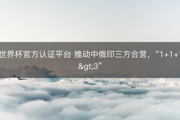 世界杯官方認證平臺 推動中俄印三方合營,“1+1+1>3”